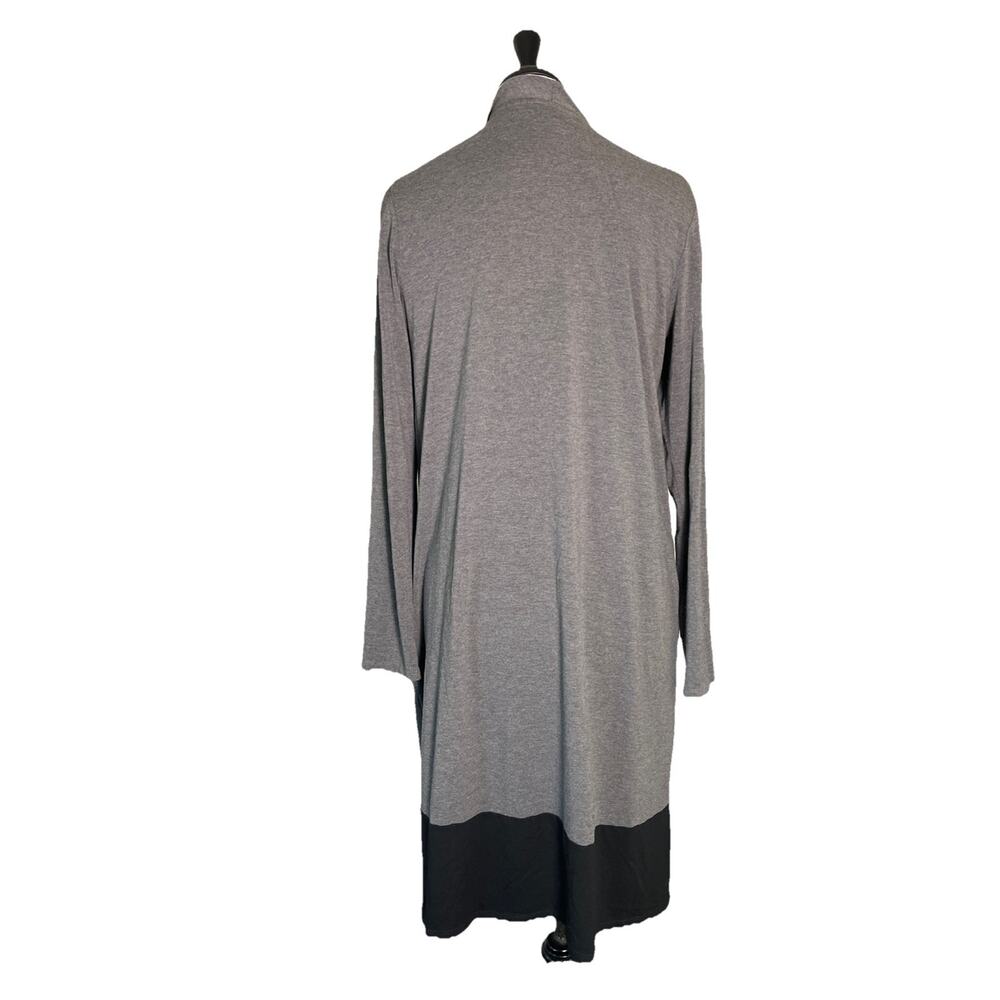J. Jill Wearever Gray Black Color Block Open Front long Cardigan Knit Sweater M - Picture 5 of 5